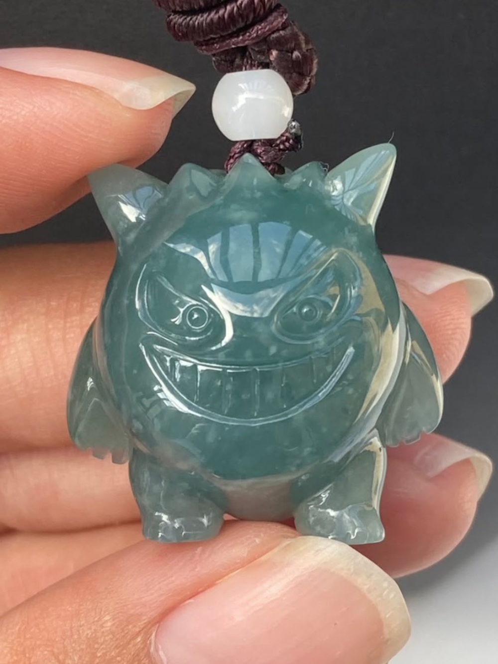 Certificate jadeite jade cartoon green Pokémon Gengar Pendant